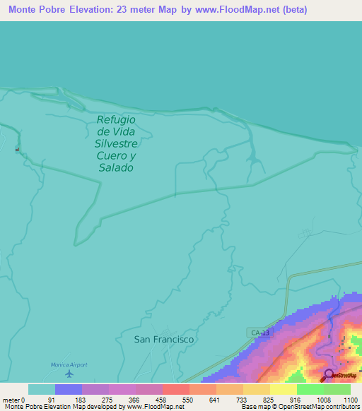 Monte Pobre,Honduras Elevation Map