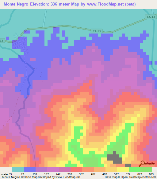 Monte Negro,Honduras Elevation Map