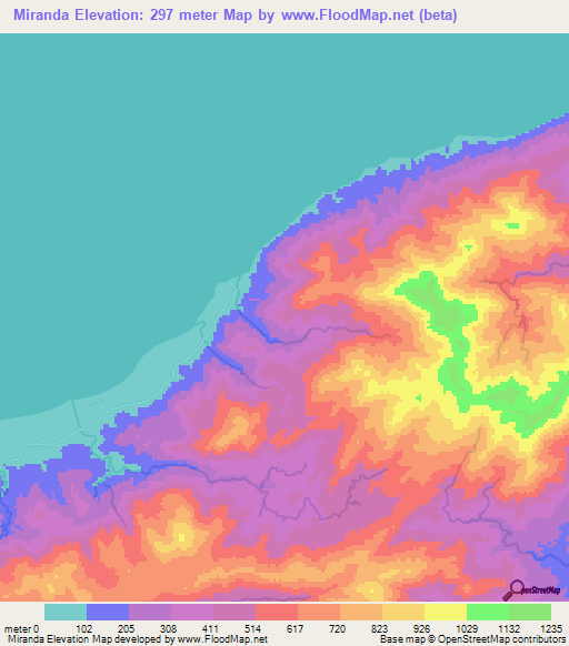 Miranda,Honduras Elevation Map