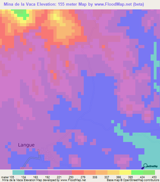 Mina de la Vaca,Honduras Elevation Map