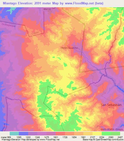 Miantago,Honduras Elevation Map