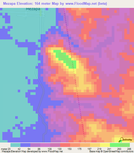 Mezapa,Honduras Elevation Map