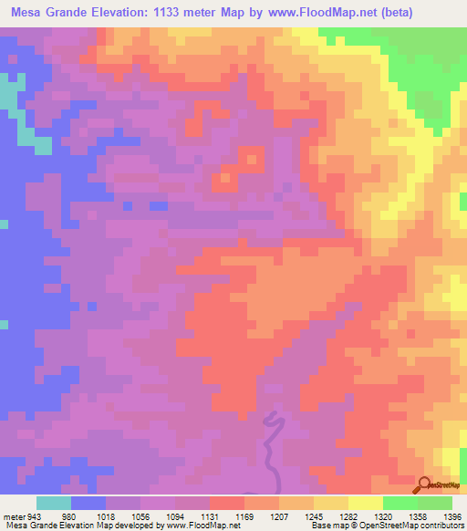 Mesa Grande,Honduras Elevation Map