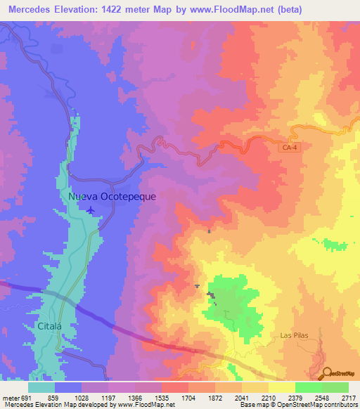 Mercedes,Honduras Elevation Map