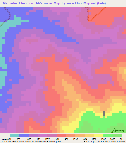 Mercedes,Honduras Elevation Map