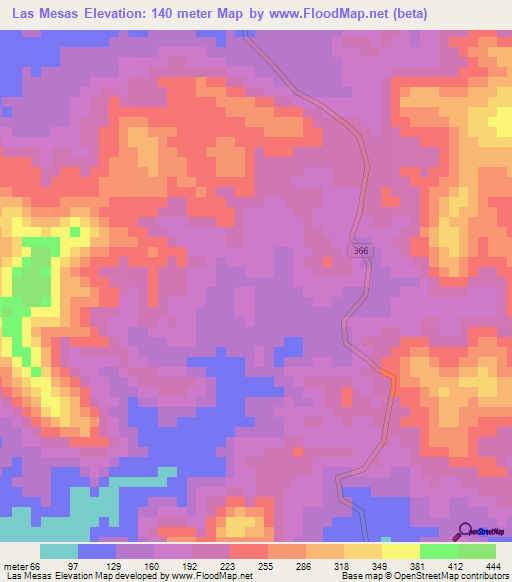 Las Mesas,Honduras Elevation Map