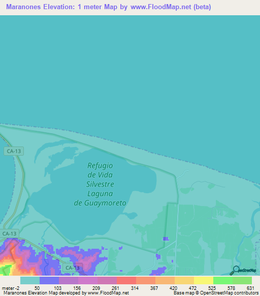 Maranones,Honduras Elevation Map