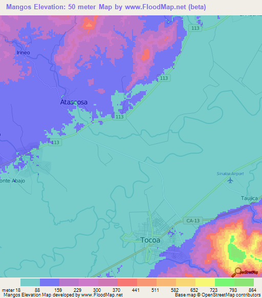 Mangos,Honduras Elevation Map