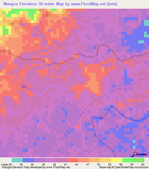 Mangos,Honduras Elevation Map