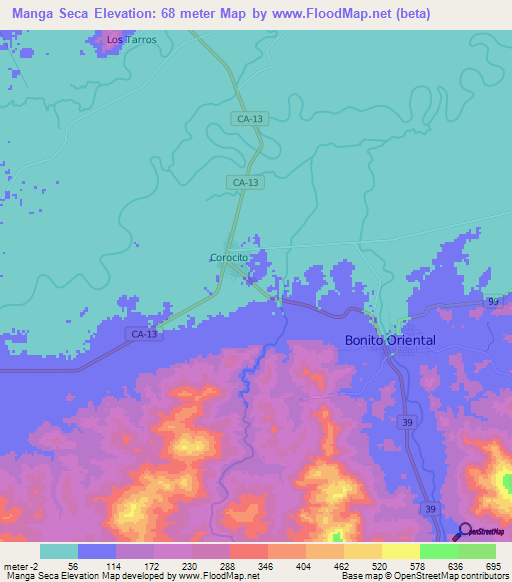Manga Seca,Honduras Elevation Map