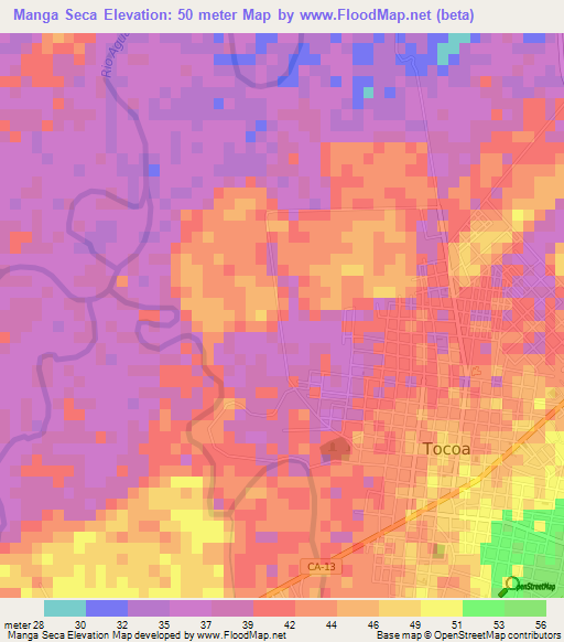 Manga Seca,Honduras Elevation Map