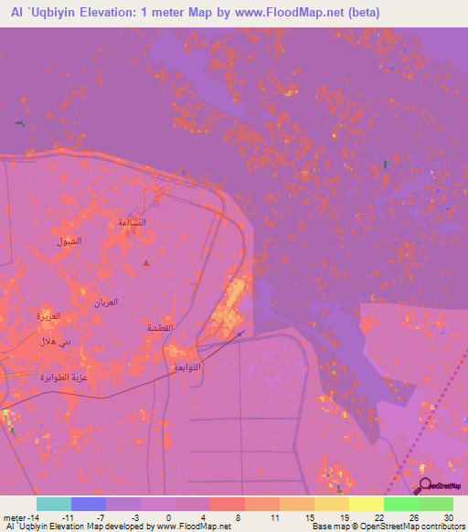 Al `Uqbiyin,Egypt Elevation Map