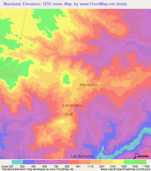 Mandasta,Honduras Elevation Map