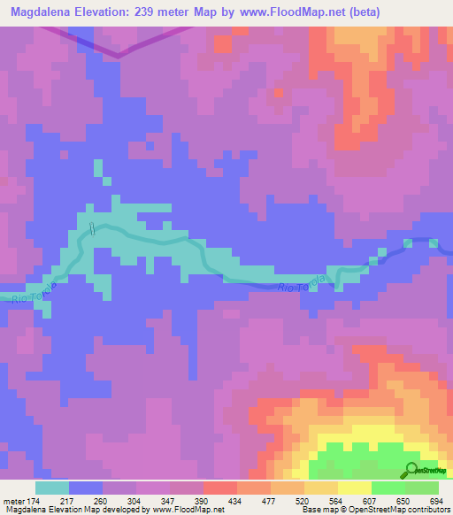 Magdalena,Honduras Elevation Map