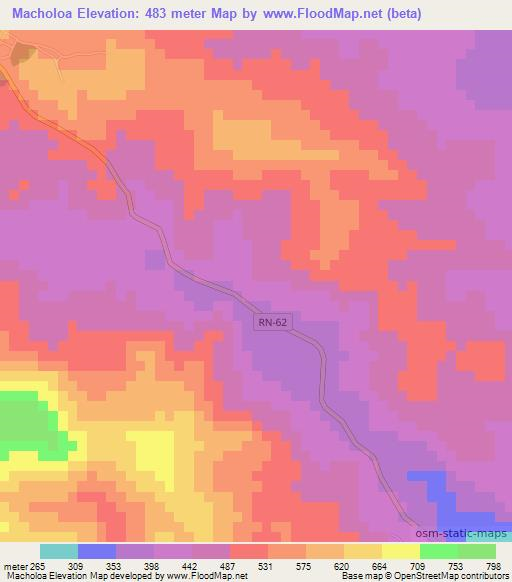 Macholoa,Honduras Elevation Map