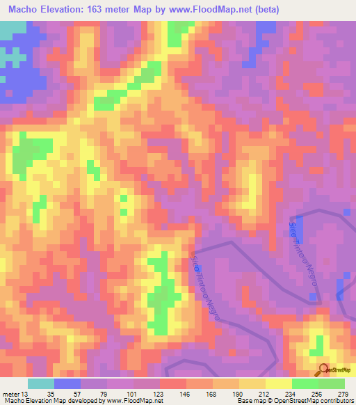Macho,Honduras Elevation Map