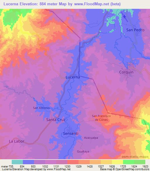 Lucerna,Honduras Elevation Map