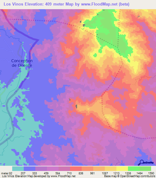 Los Vinos,Honduras Elevation Map