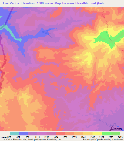 Los Vados,Honduras Elevation Map
