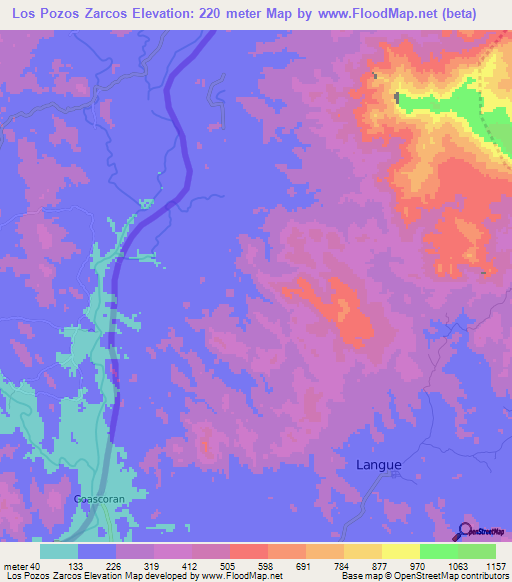 Los Pozos Zarcos,Honduras Elevation Map