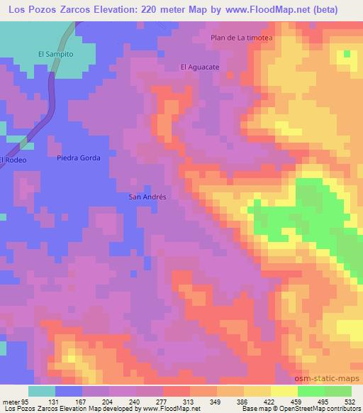 Los Pozos Zarcos,Honduras Elevation Map