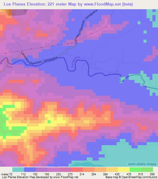 Los Planes,Honduras Elevation Map