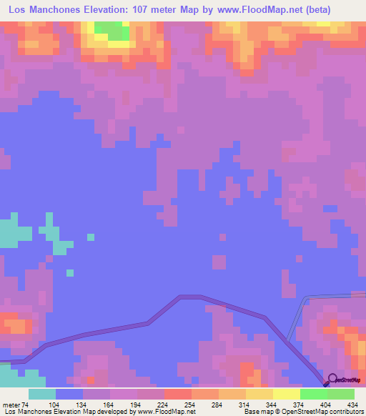 Los Manchones,Honduras Elevation Map