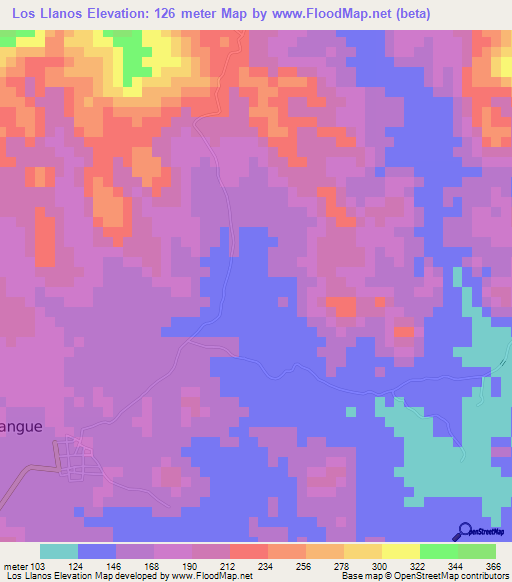 Los Llanos,Honduras Elevation Map