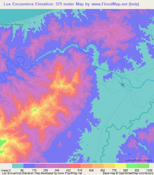 Los Encuentros,Honduras Elevation Map