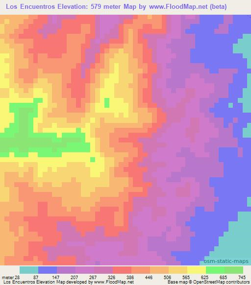 Los Encuentros,Honduras Elevation Map