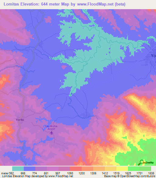 Lomitas,Honduras Elevation Map