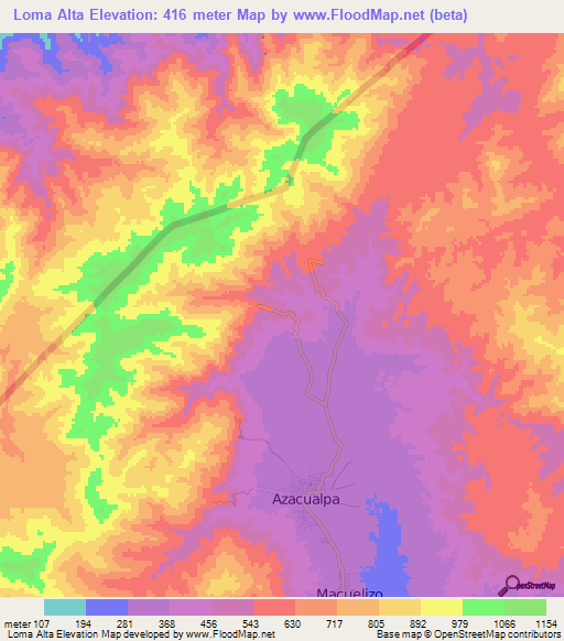 Loma Alta,Honduras Elevation Map