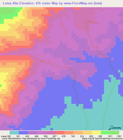 Loma Alta,Honduras Elevation Map