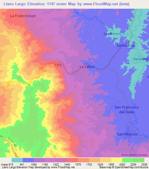 Llano Largo,Honduras Elevation Map
