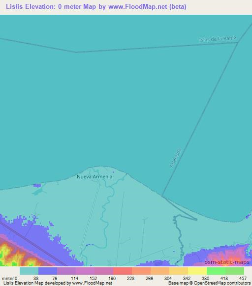 Lislis,Honduras Elevation Map