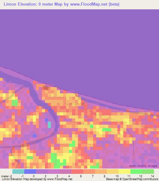 Limon,Honduras Elevation Map