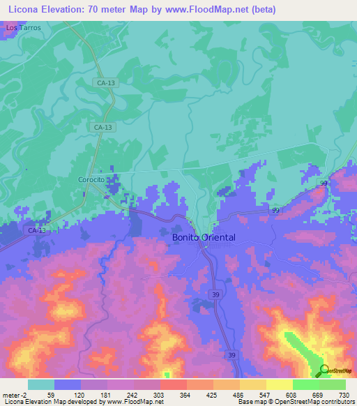 Licona,Honduras Elevation Map
