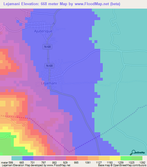Lejamani,Honduras Elevation Map