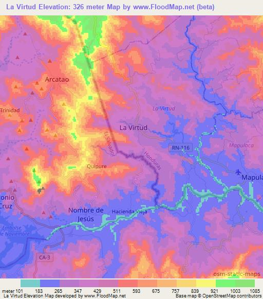 La Virtud,Honduras Elevation Map