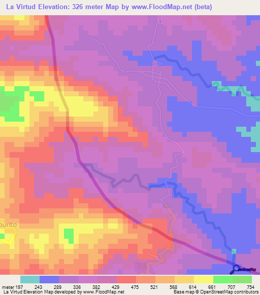 La Virtud,Honduras Elevation Map