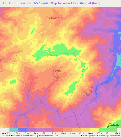 La Union,Honduras Elevation Map