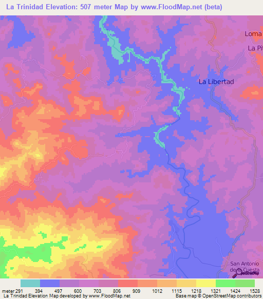 La Trinidad,Honduras Elevation Map