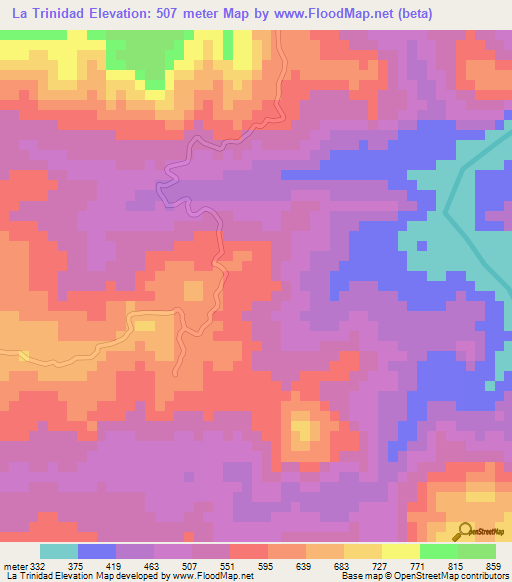 La Trinidad,Honduras Elevation Map