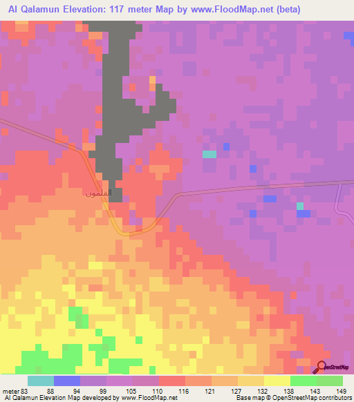 Al Qalamun,Egypt Elevation Map
