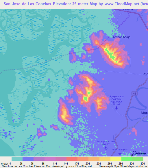 San Jose de Las Conchas,Honduras Elevation Map