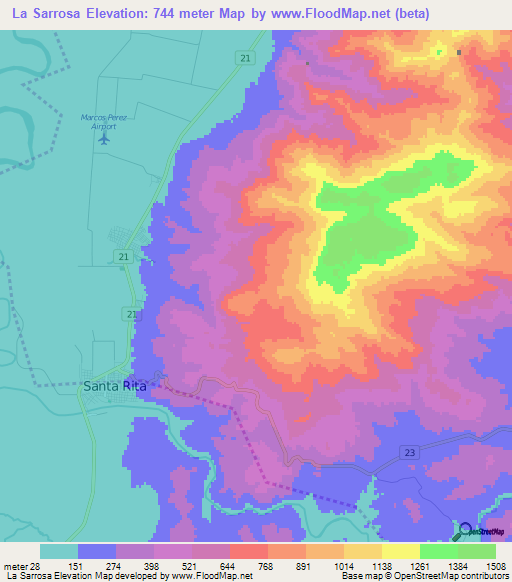 La Sarrosa,Honduras Elevation Map
