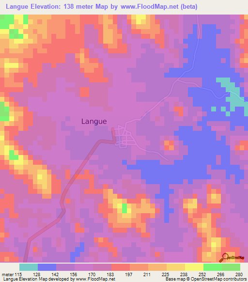 Langue,Honduras Elevation Map