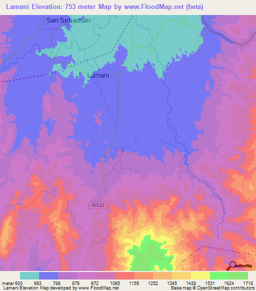 Lamani,Honduras Elevation Map