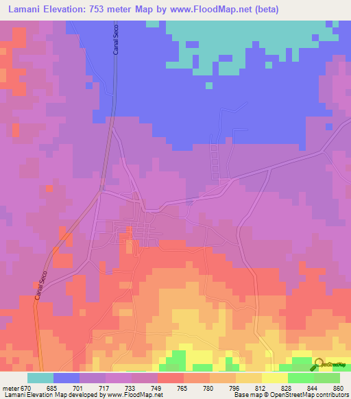 Lamani,Honduras Elevation Map