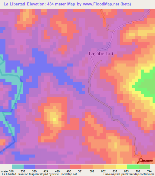 La Libertad,Honduras Elevation Map